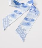 Aspinal of London silk skinny scarf landscape print (British brand)