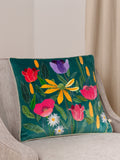 Wylder cushion celandine floral velvet piped 43cm, imported from the UK