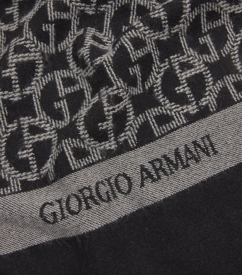 Giorgio Armani wool monogram jacquard scarf, UK version