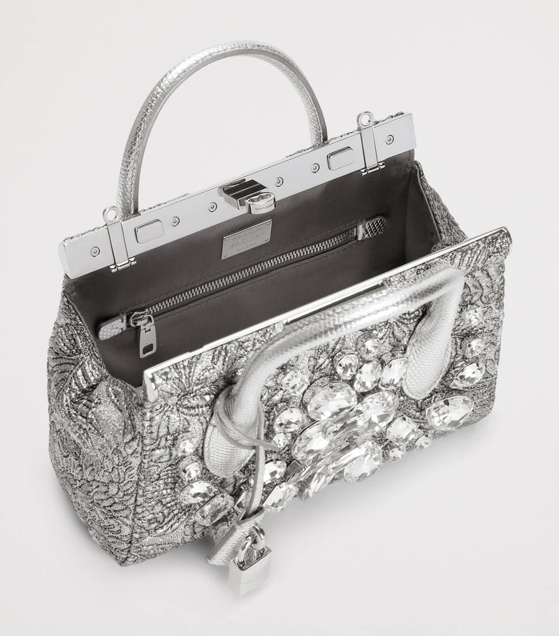 Dolce&Gabbana Marlene embroidered top-handle bag with rhinestones - British product
