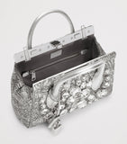 Dolce&Gabbana Marlene embroidered top-handle bag with rhinestones - British product