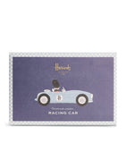 Harrods vintage-style wooden racing car toy with spinning wheels, UK version
