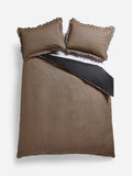 Rockett St George black pencil stripe scalloped duvet cover and pillowcase set, imported from the UK