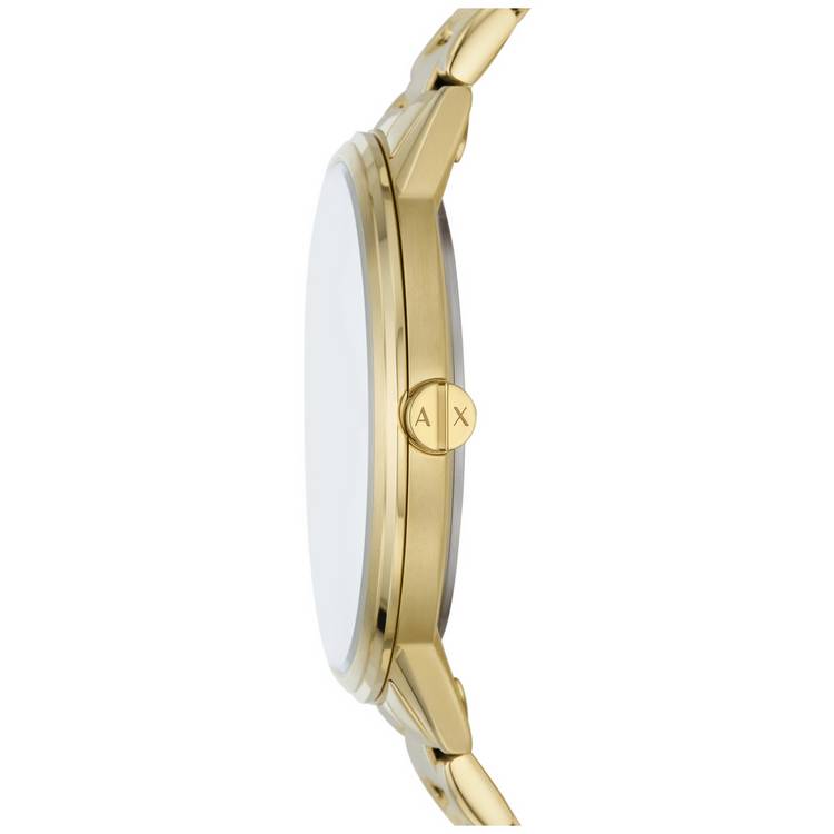 Armani Exchange gold-tone stainless steel bracelet watch (British brand)