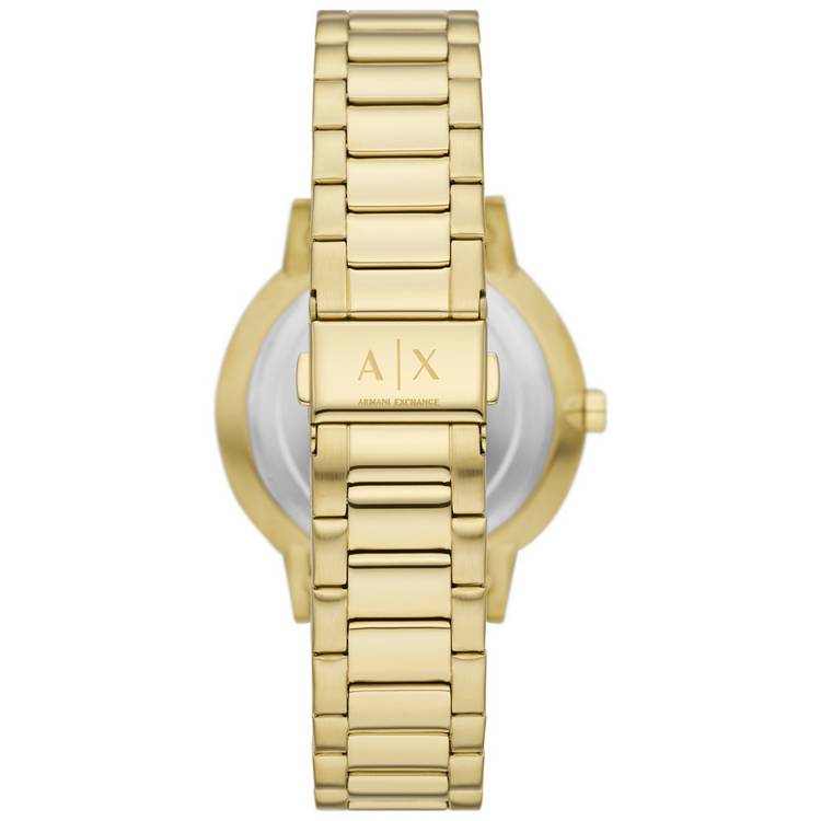 Armani Exchange gold-tone stainless steel bracelet watch (British brand)