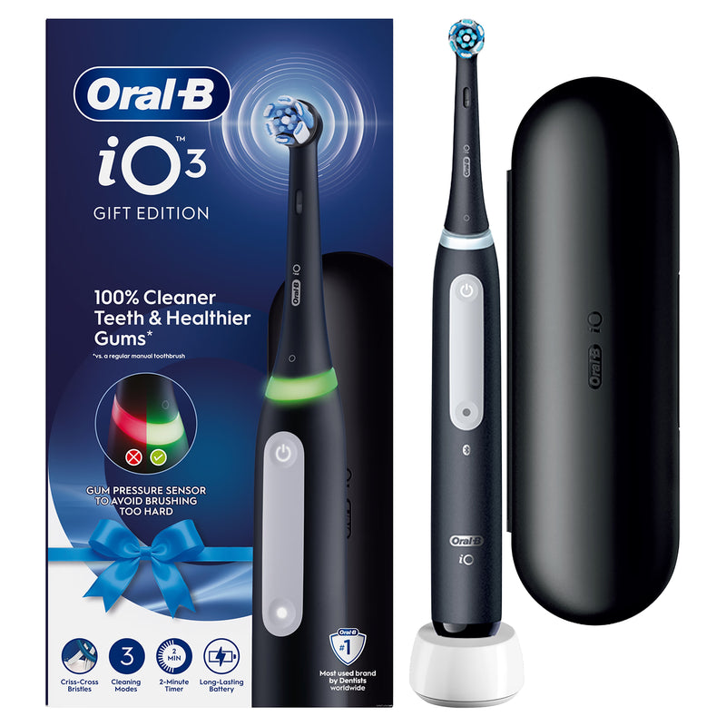 Oral-B iO 3 electric toothbrush black 1 brush head travel case, UK version