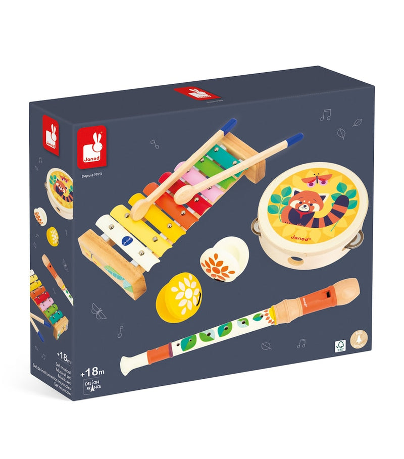 Janod wooden four-piece musical set for babies from 18 months, UK version