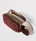 Brunello Cucinelli suede zipped wash bag, imported from the UK