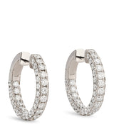 Harrods SHAY White Gold and Diamond Three-Sided Hoop Earrings- Buy online at McGrocer