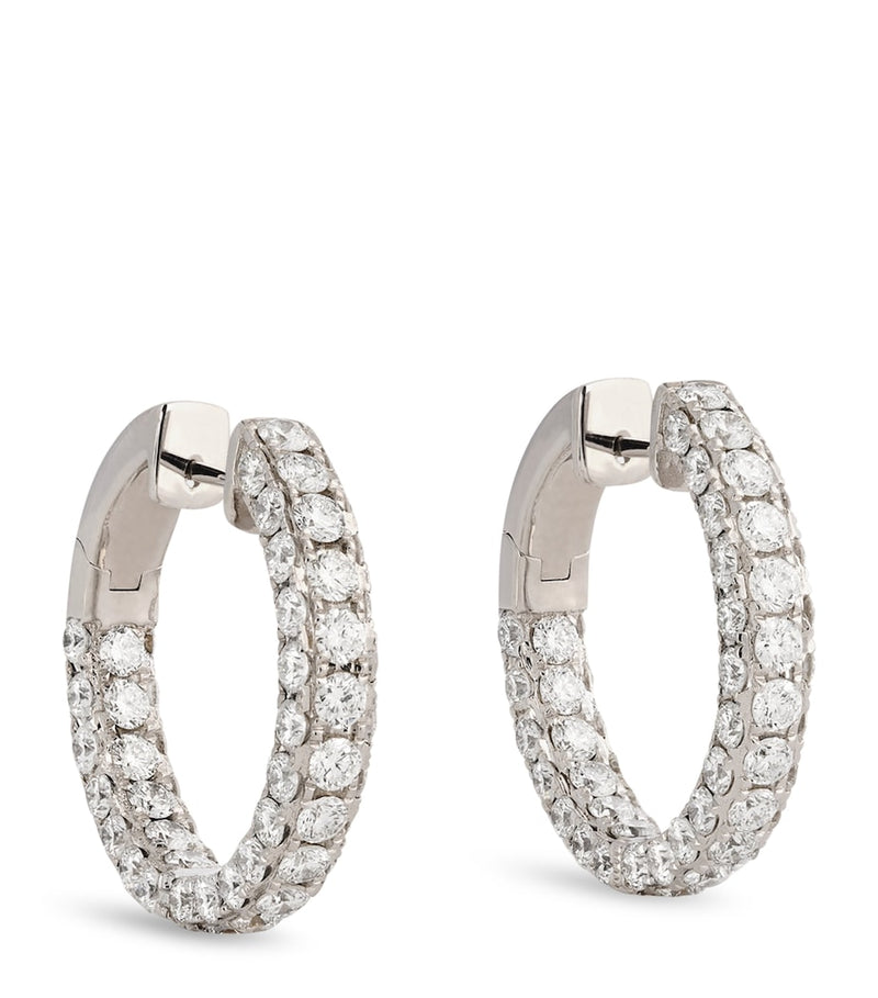 SHAY white gold diamond three-sided hoop earrings, UK version