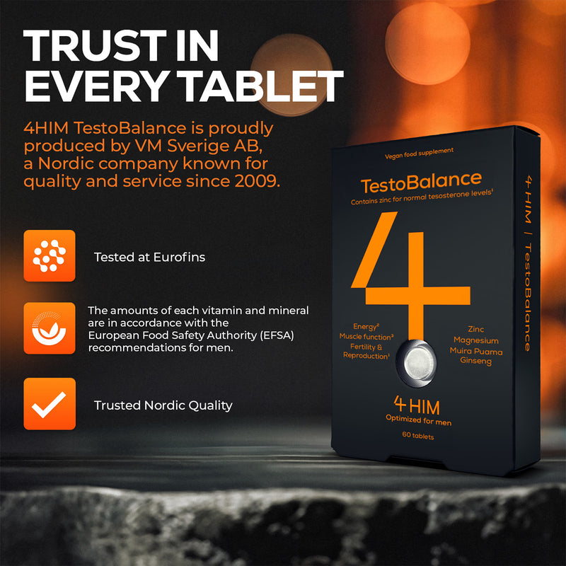 4Him Testobalance men's testosterone supplement 60 vegan tablets (British brand)