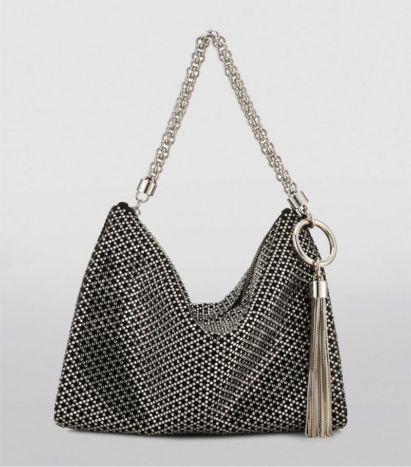 Jimmy Choo Callie clutch in crystal-studded suede - British product