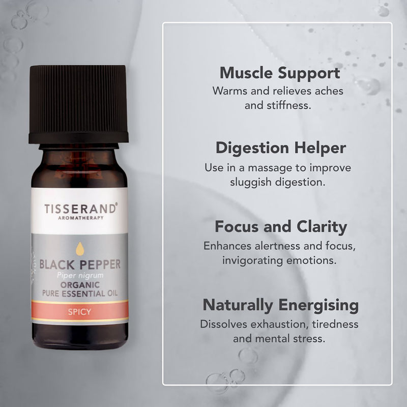 Tisserand Black Pepper Essential Oil 9ml, imported from the UK