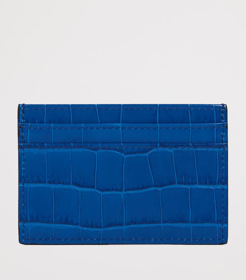 Smythson Leather Mara Flat Card Holder croc-embossed calf leather - British product