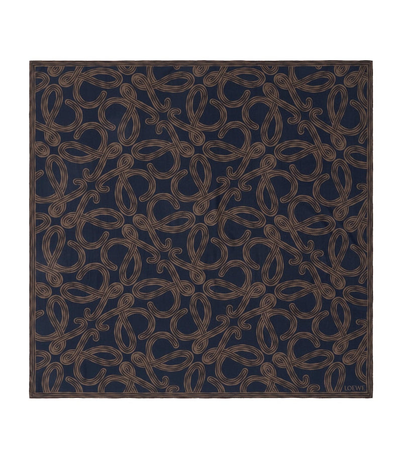 LOEWE silk Anagram print scarf 132cm (British brand)