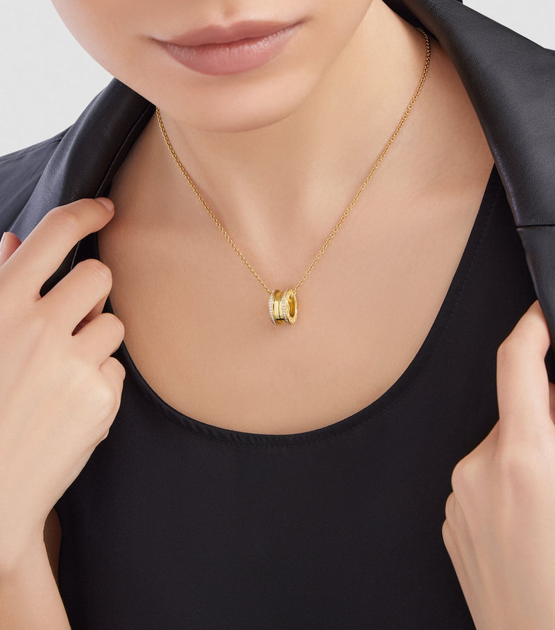 Bvlgari B.zero1 pendant necklace yellow gold diamonds - British product