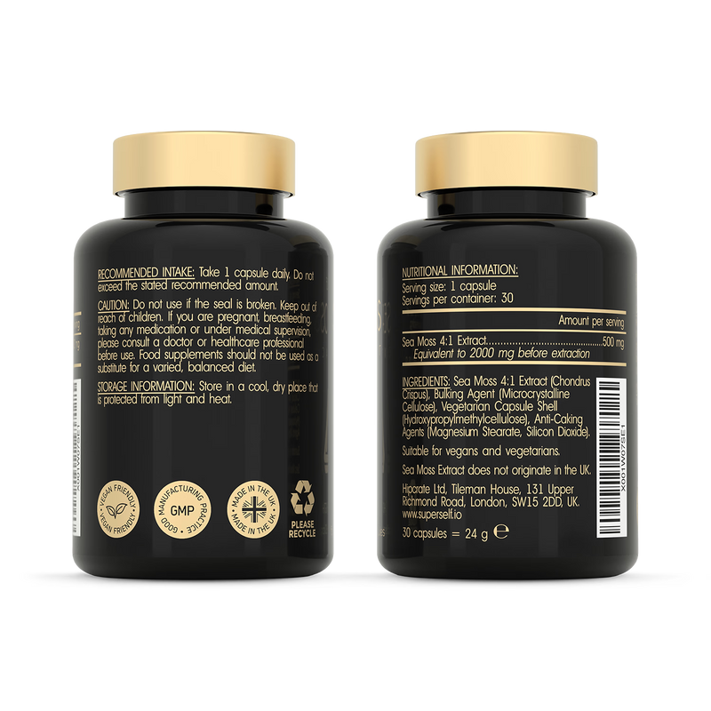 SuperSelf sea moss wildcrafted North Atlantic capsules 30 count - British product