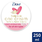 Superdrug Dove One Cream Face Hands Body Light Hydration Multi-Purpose Moisturiser 250ml- Buy online at McGrocer