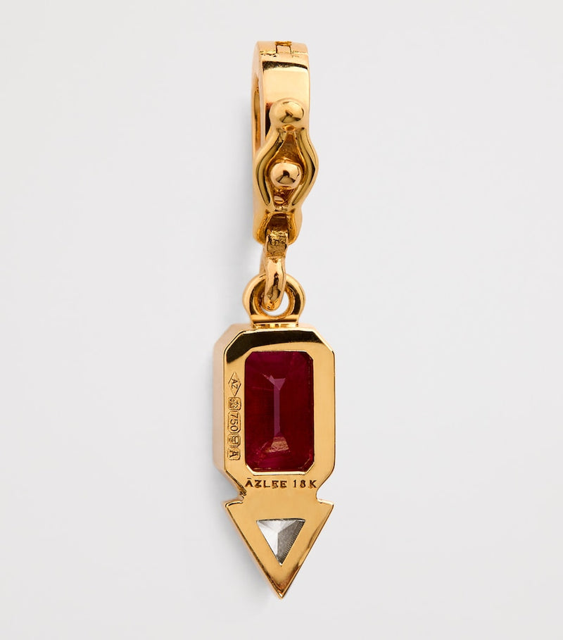 Azlee yellow gold ruby diamond July charm (British brand)