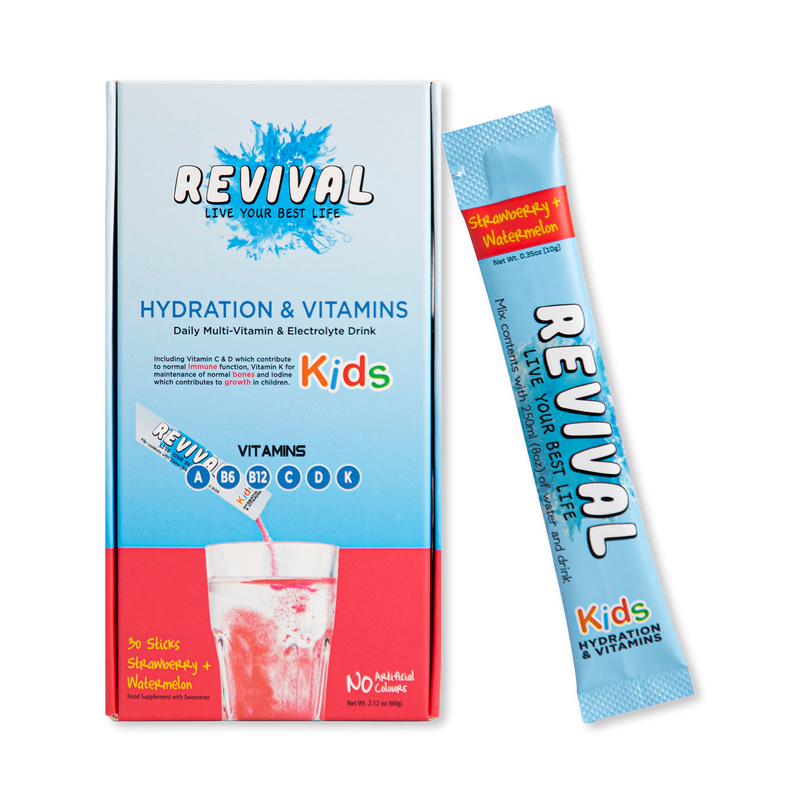 Revival kids strawberry watermelon vitamin drink 30 sachets, UK version