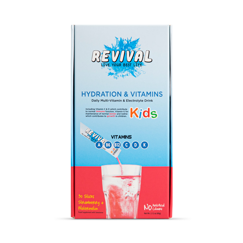 Revival kids strawberry watermelon vitamin drink 30 sachets, UK version