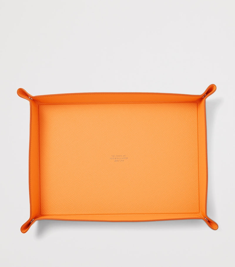 Smythson Large Panama Rectangular Leather Trinket Tray (British brand)