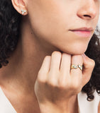Jade Trau Poppy Open Band ring yellow gold diamonds 6mm - British product