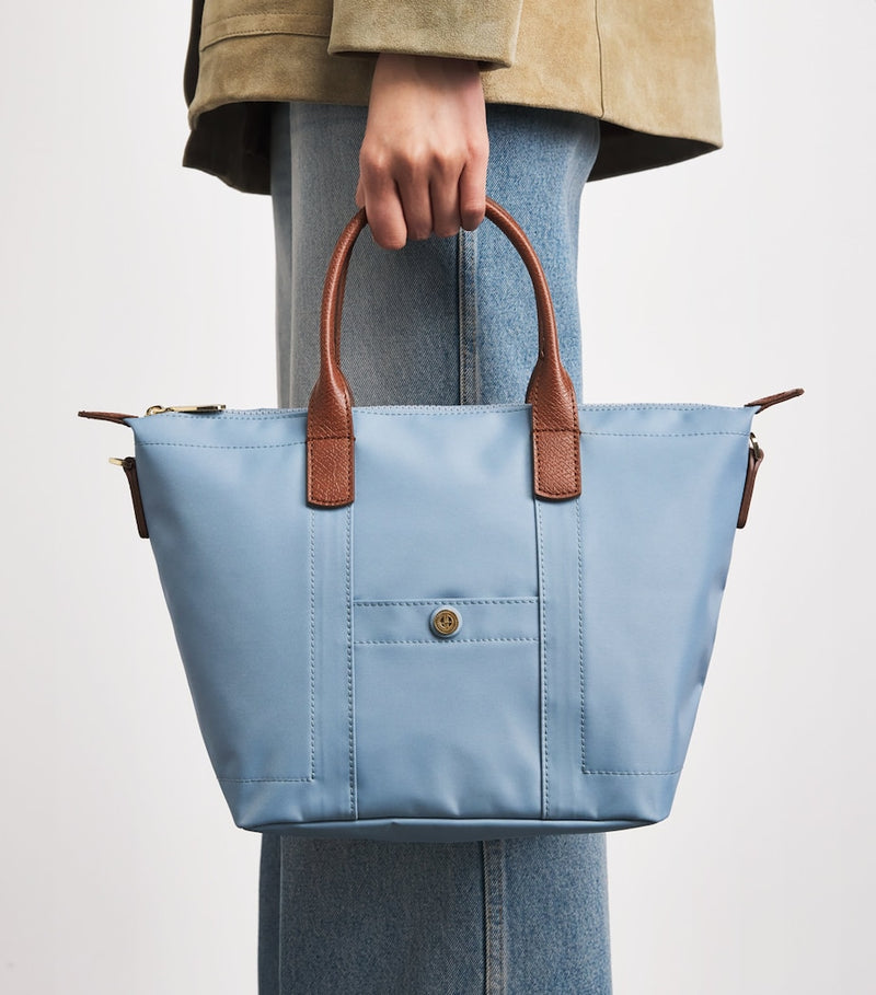 Harrods nylon tote bag with leather trims, imported from the UK