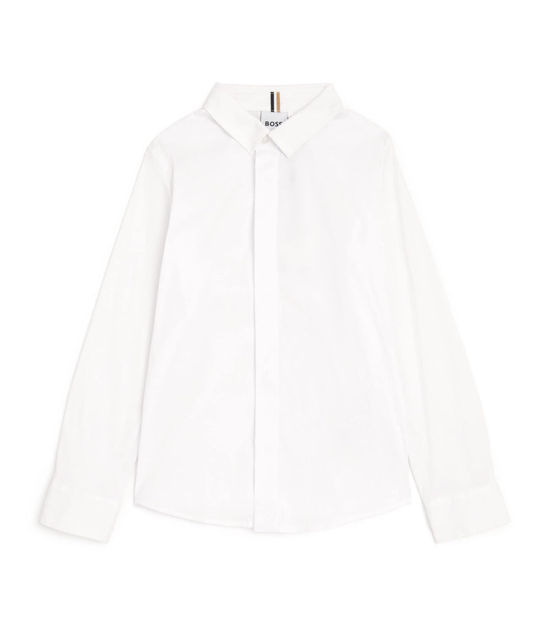 BOSS Kidswear cotton-blend concealed-placket shirt 4-16 years - British product