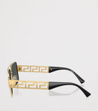 Versace rectangular wire-frame sunglasses with gold-tone temples, UK version