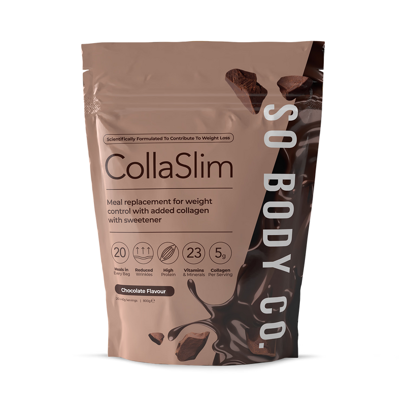 So Body Co CollaSlim chocolate shake 40g pack, imported from the UK