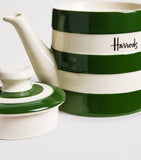 Harrods green stripe Cornish teapot, UK version