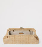 Jimmy Choo Skylar woven rafia clutch bag, imported from the UK