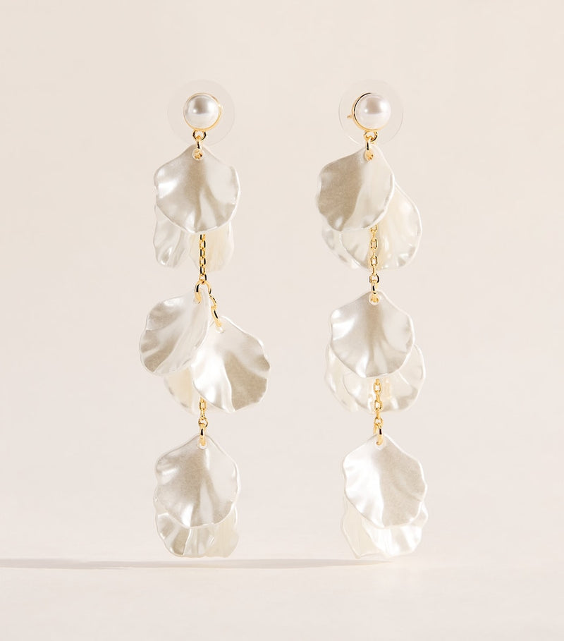 Self-Portrait faux pearl petal drop earrings (British brand)