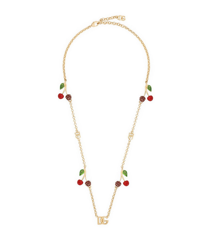 Dolce&Gabbana embellished cherry logo necklace, UK version