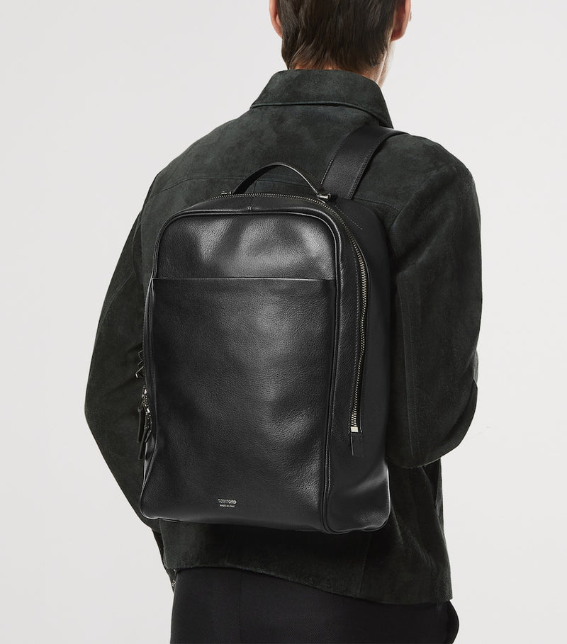 TOM FORD leather backpack with silver-tone hardware (British brand)