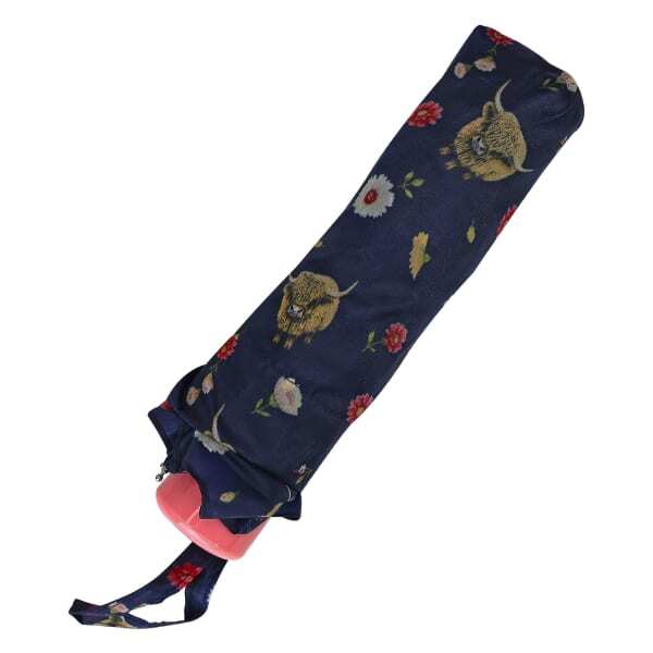 Drizzles supermini umbrella with Highland cow cats dogs print (British brand)