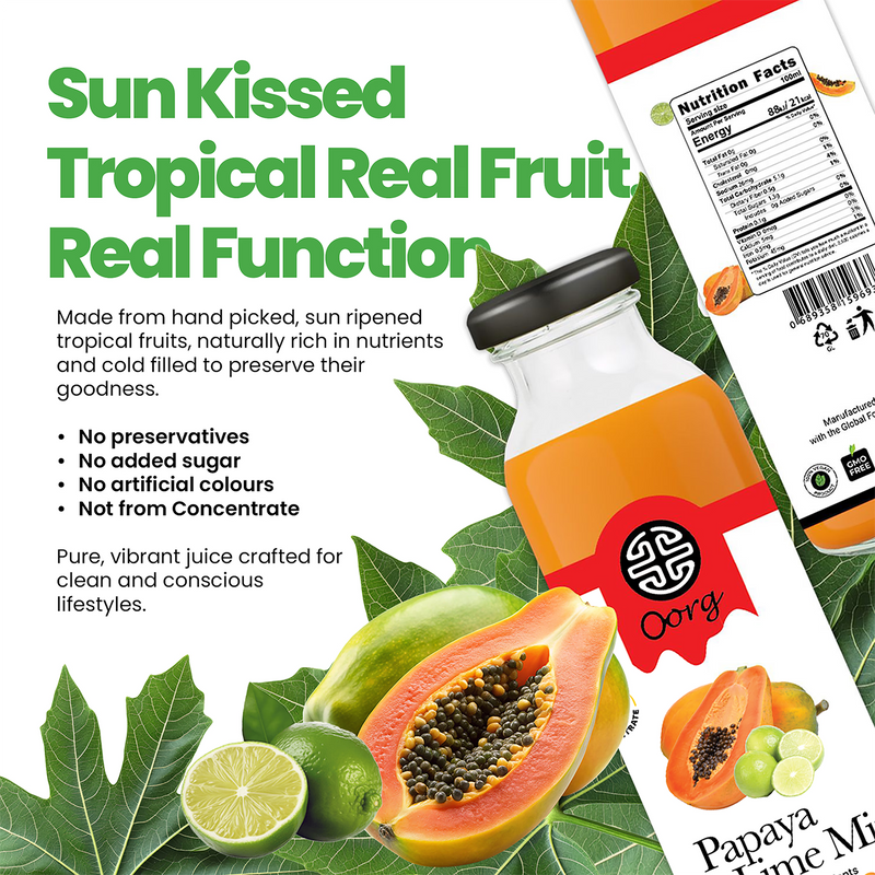 OORG natural papaya fruit juice 250ml x6 - British product