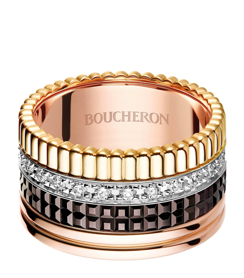 Boucheron Quatre Classique ring with 25 diamonds and mixed gold, UK version