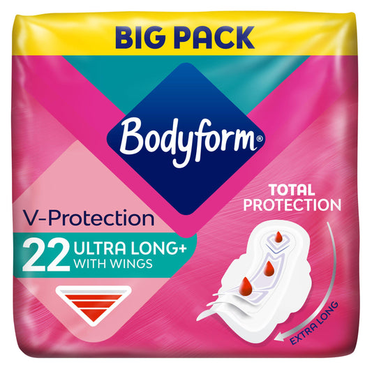 Bodyform CourV Ultra Long Sanitary Towels Wings Pack x22 feminine care Sainsburys   