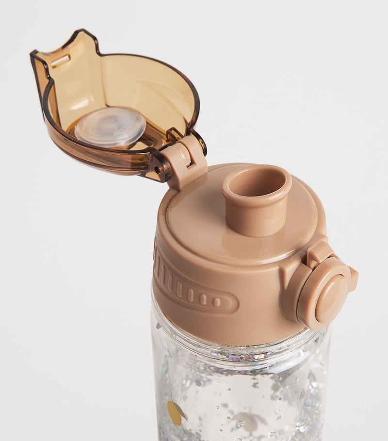 Konges Sløjd glitter lemon water bottle with carry strap - British product