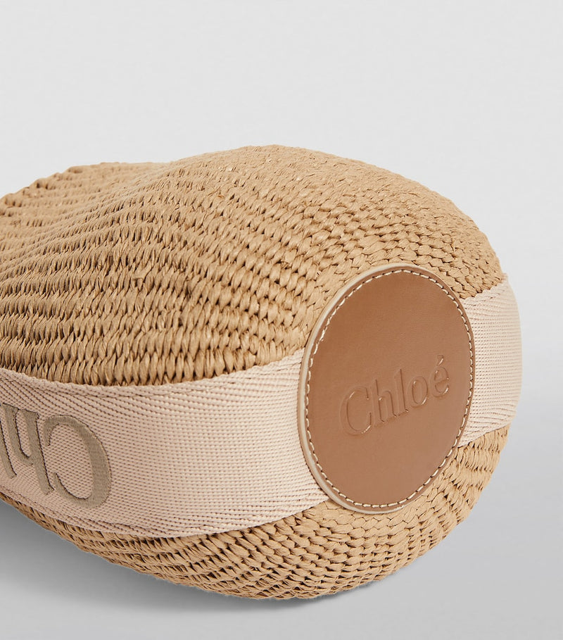 Chloé Small Woody basket bag in paper fibre and leather - UK version