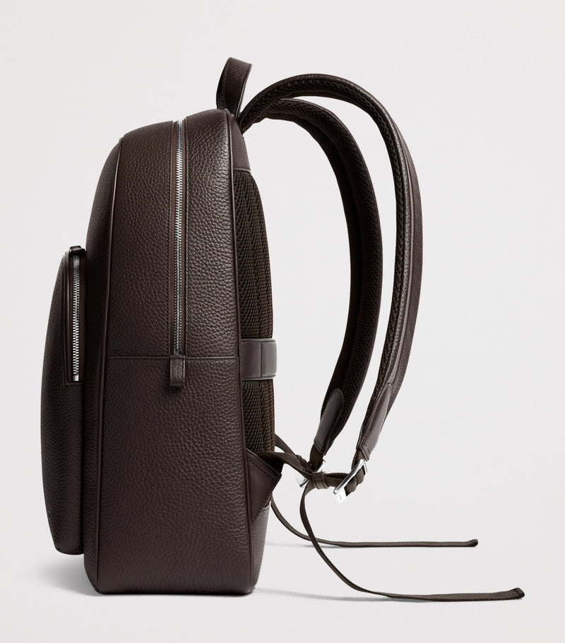 Carl Friedrik Ayrton leather backpack with laptop compartment - British brand