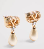 Valentino Garavani Crystal Ovalette Logo Earrings in gold-tone - British product