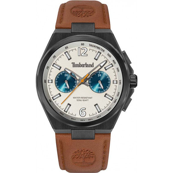 Timberland Jonesboro beige men's watch with leather strap (British brand)