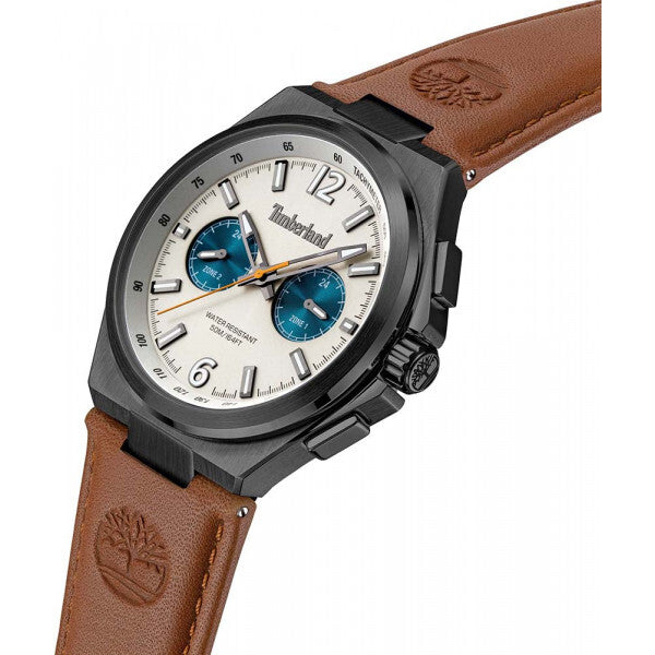 Timberland Jonesboro beige men's watch with leather strap (British brand)