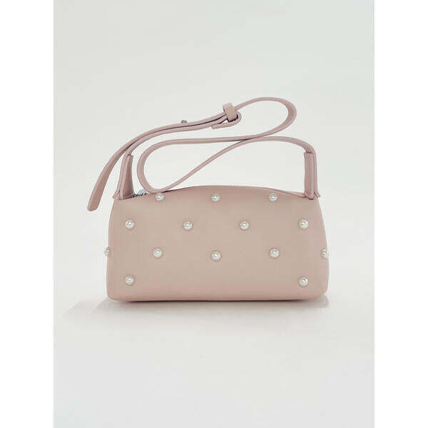 SVNX pink shoulder bag with pearl studs, imported from the UK