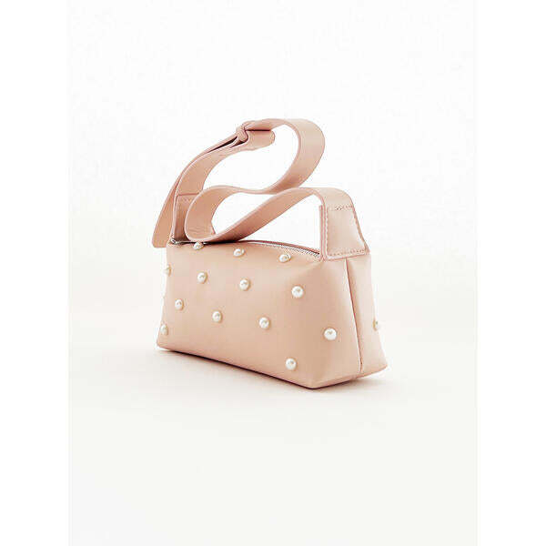 SVNX pink shoulder bag with pearl studs, imported from the UK