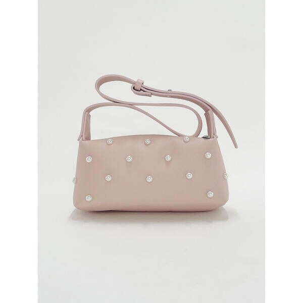 SVNX pink shoulder bag with pearl studs, imported from the UK
