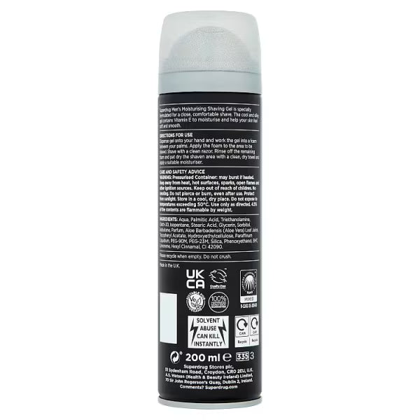 Superdrug moisturising shaving gel 200ml (British brand)